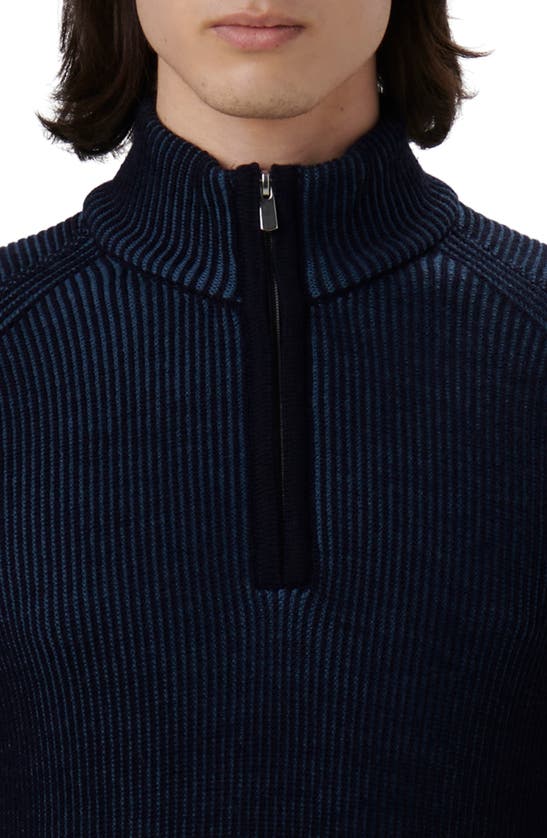 Bugatchi Quarter Zip Merino Wool Sweater In Blue