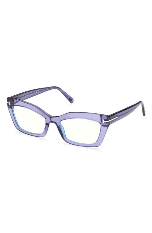 Tom Ford 54mm Cat Eye Blue Light Blocking Glasses In Shiny Bordeaux/grad Bordeaux