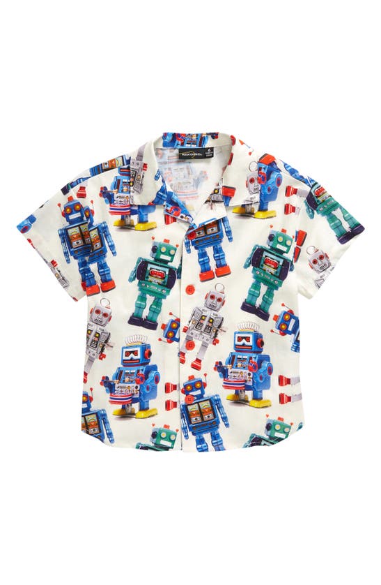 Shop Rock Your Baby Kids' Robot Mania Camp Shirt In Cream
