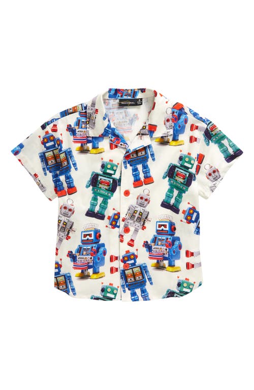Rock Your Baby Kids' Robot Mania Camp Shirt Cream at Nordstrom,