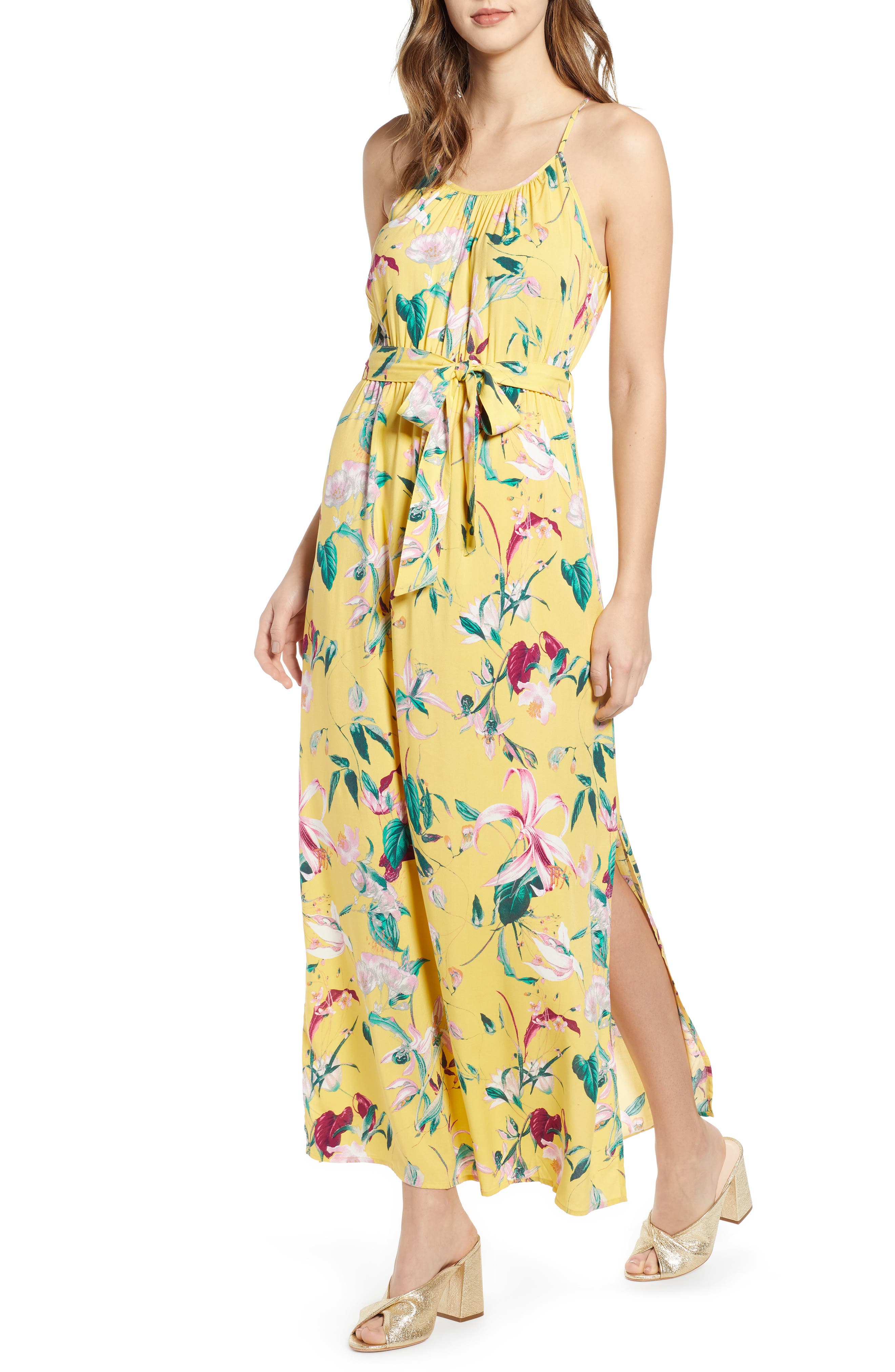 vero moda yellow maxi dress