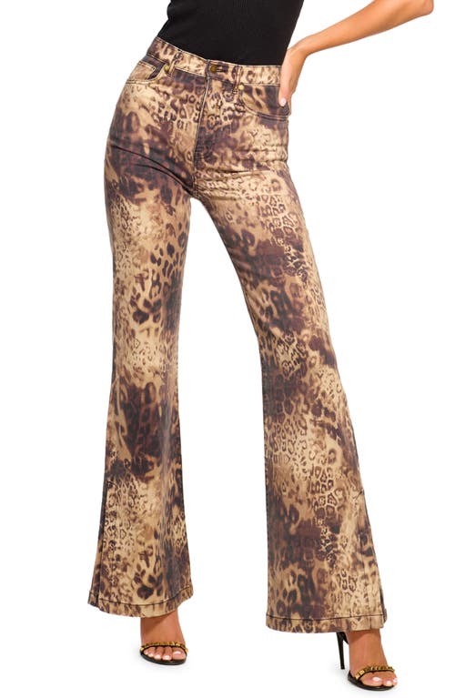 Shop Ramy Brook Tyra Leopard Print Flare Jeans In Leopard Denim