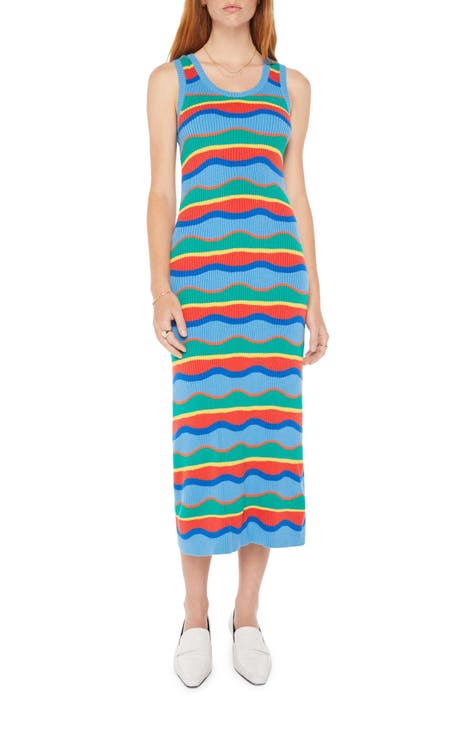 Stripe Sleeveless Sweater Dress