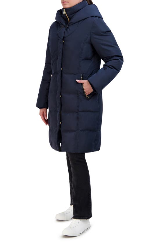 Cole Haan Signature Taffeta Quilted Puffer Coat With Bib In Navy