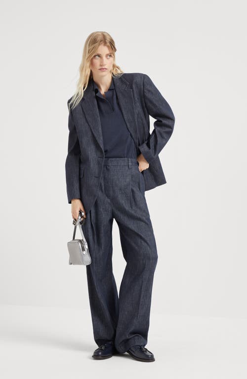 Shop Brunello Cucinelli Cotton Denim-effect Twill Tailored Relaxed Trousers