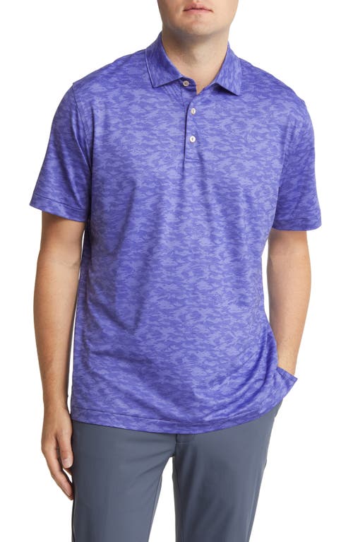 Peter Millar Slow Your Roll Fish Print Performance Polo in Purple Rose
