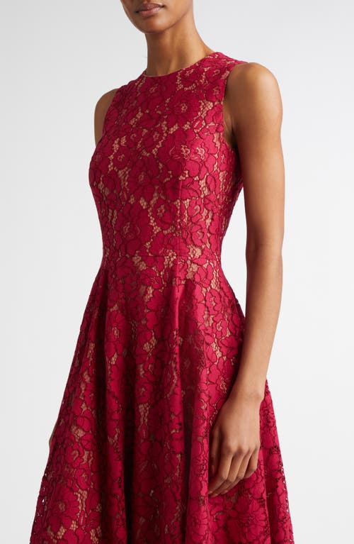 Michael Kors Floral Lace Dress In Raspberry