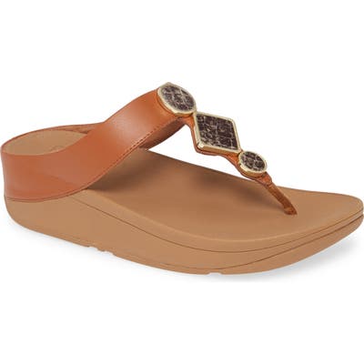 Fitflop Leia Embellished Flip Flop, Beige