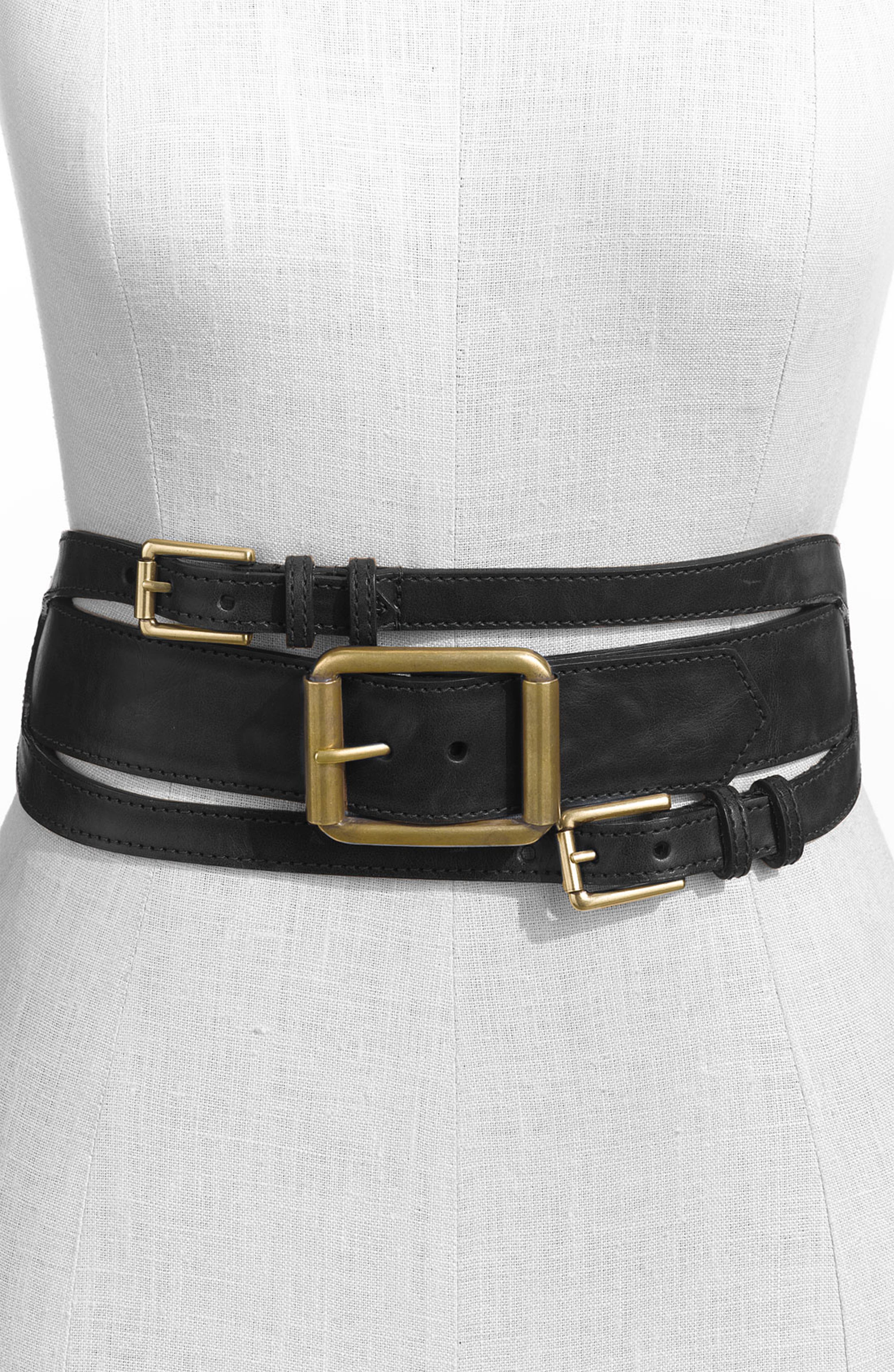 WCM Multi Buckle Faux Leather Stretch Belt (Nordstrom Exclusive ...