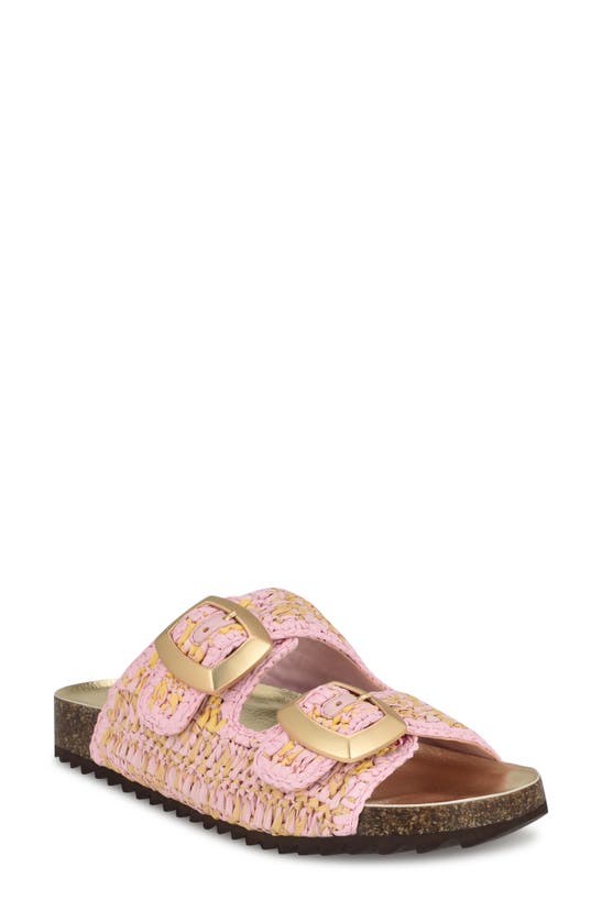 Shop Nine West Tenly Raffia Slide Sandal In Medium Pink