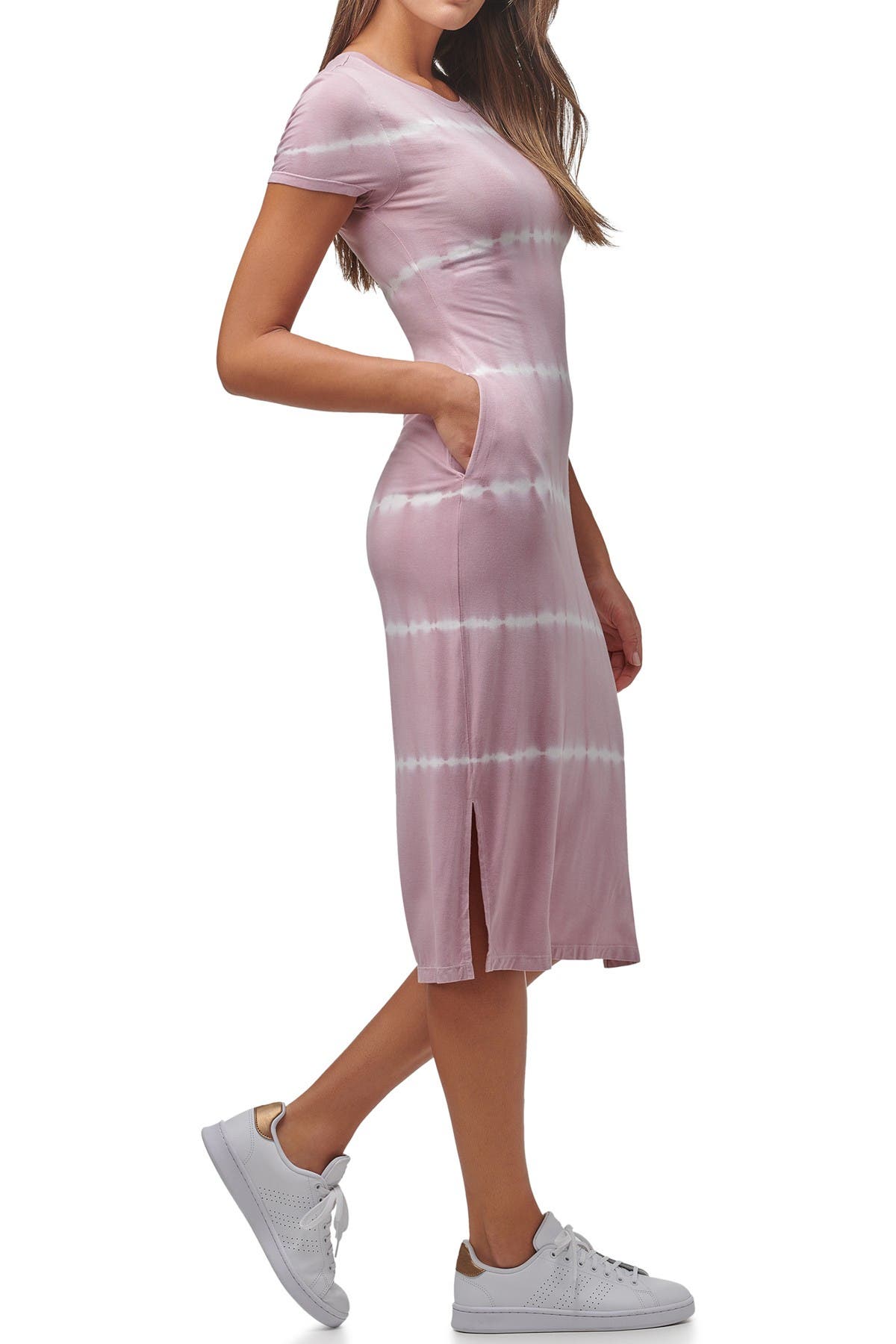 Marc New York Tie Dye Midi Short Sleeve T-shirt Dress In Mauve