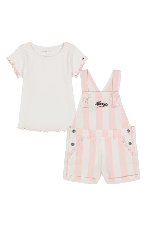 Shop Tommy Hilfiger Kids' T-shirt & Overalls Set In Pink/white