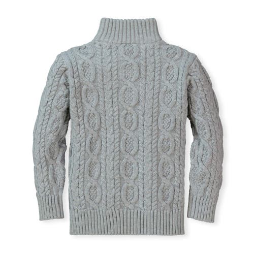 Hope & Henry Baby Boys' Organic Mock Neck Cable Sweater, Infant In Gray Heather