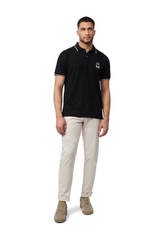 Shop Psycho Bunny Lenox Tipped Piqué Polo In Black