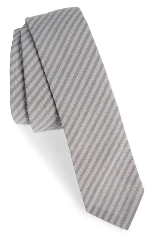 Thom Browne Cotton Seersucker Tie in Light Grey at Nordstrom