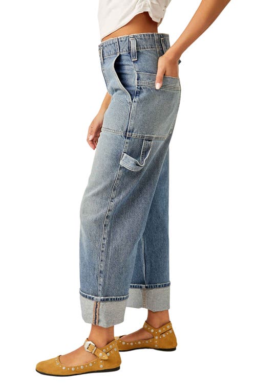 Shop Free People Major Leagues Wide Leg Crop Jeans In Envy