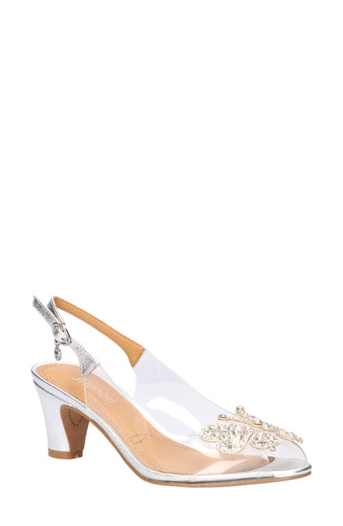 J. Reneé Kerensa Crystal Butterfly Slingback Pump In White