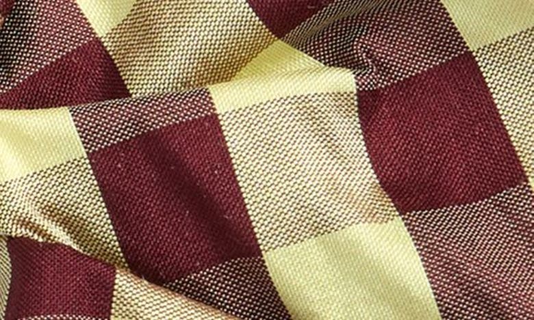 Shop Coming Of Age Oversize Silk Scrunchie In Gingham Burgundy Yellow