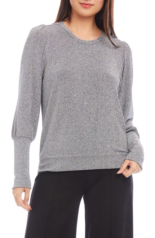 Karen Kane Metallic Knit Balloon Sleeve Top In Silver