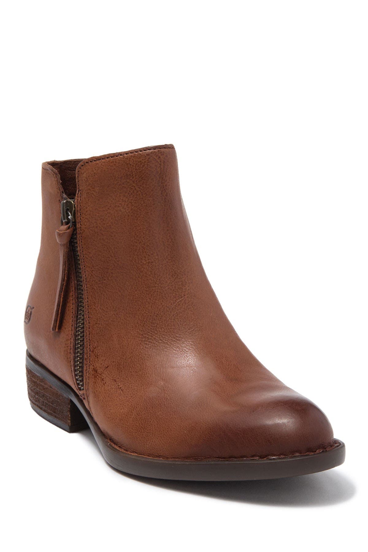 born side zip leather booties