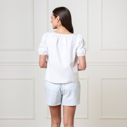 Shop Hope & Henry Flat Front Linen Short In Riviera Stripe