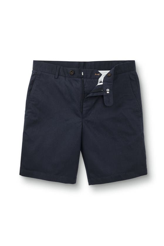 Shop Charles Tyrwhitt Cotton Linen Shorts In Ink Blue