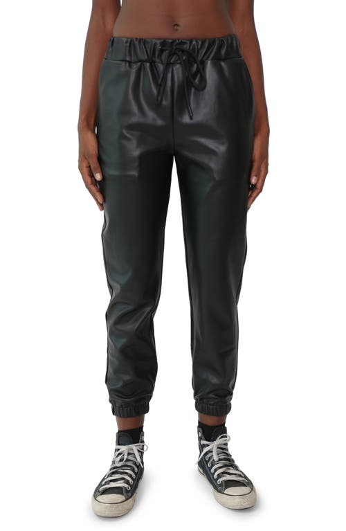 Downtown Faux Leather Joggers in Onyx