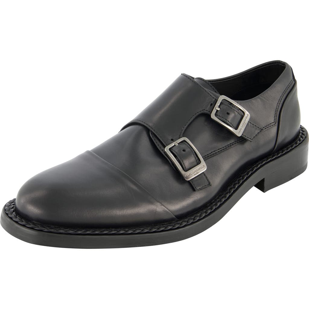Karl Lagerfeld Double Monk Strap Shoe In Black