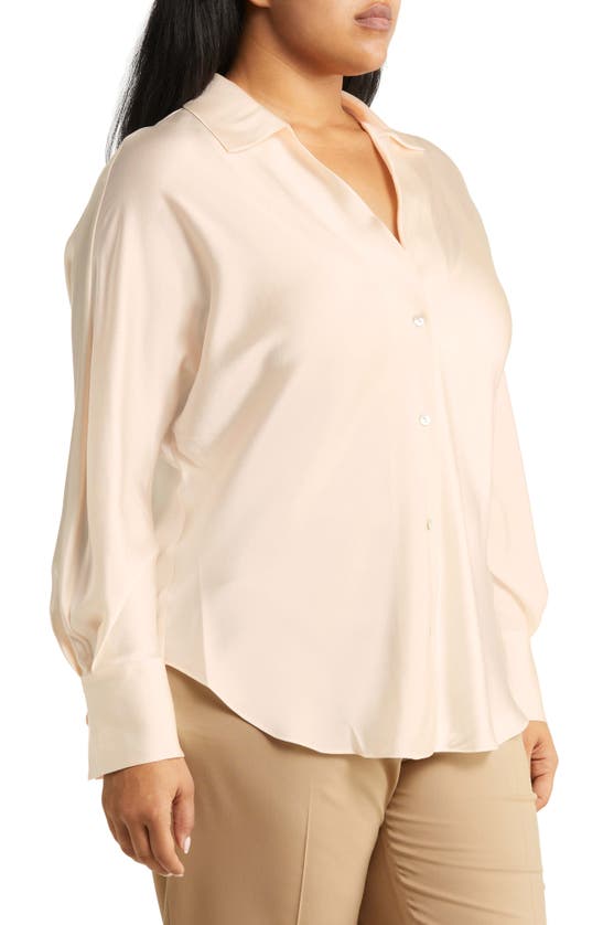 VINCE VINCE FITTED SILK BUTTON-UP BLOUSE