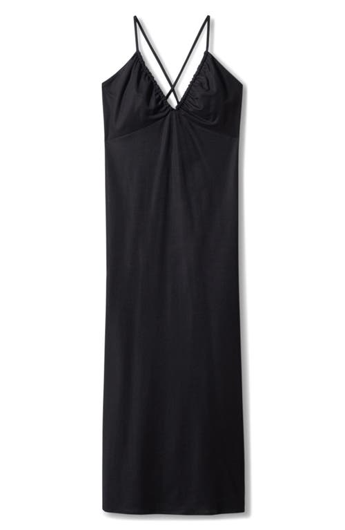 Mango Ruched Midi Dress Black In Black