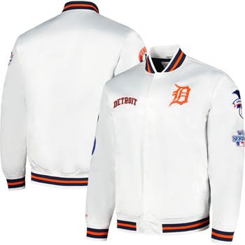 Men's Mitchell & Ness White Detroit Tigers City Collection Satin Full-Snap Varsity Jacket Size: Small