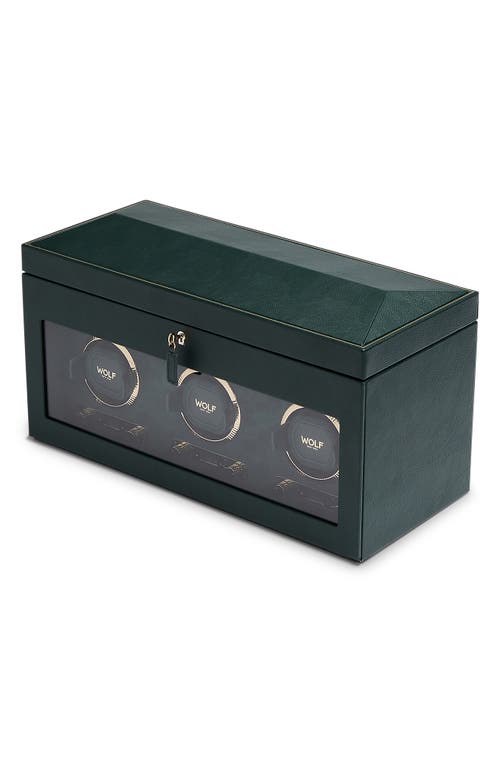 Wolf British Racing Green Triple Watch Winder & Case In Green