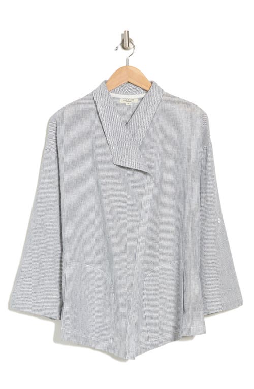 Shop Max Studio Draped Linen Blend Jacket In Nvy Wht Mn Strp