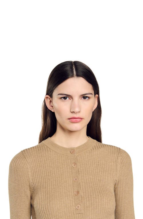 Shop Sandro Rib Knit Sweater In Olive Green