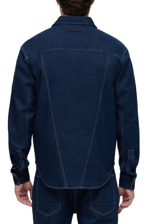 Hudson Cotton Blend Denim Button Down Shirt In Eclipse