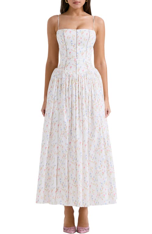 Ysabella Floral Maxi Sundress in White Floral Print