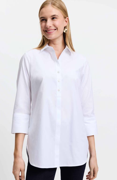 Foxcroft Sophia Johnny Collar Jersey Shirt In White