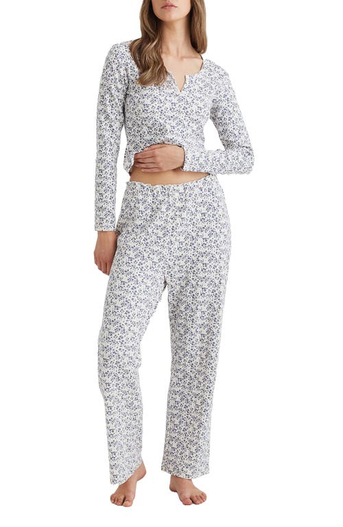 Shop Papinelle Pippa Floral Pointelle Pajama Pants In Ecru