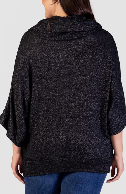 24seven Comfort Apparel Plus Size Cowl Neck Dolman Sleeve Top In Black