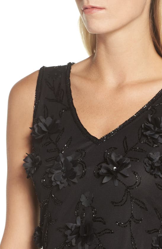 Shop Pisarro Nights Embellished 3d Floral Maxi Dress In Black