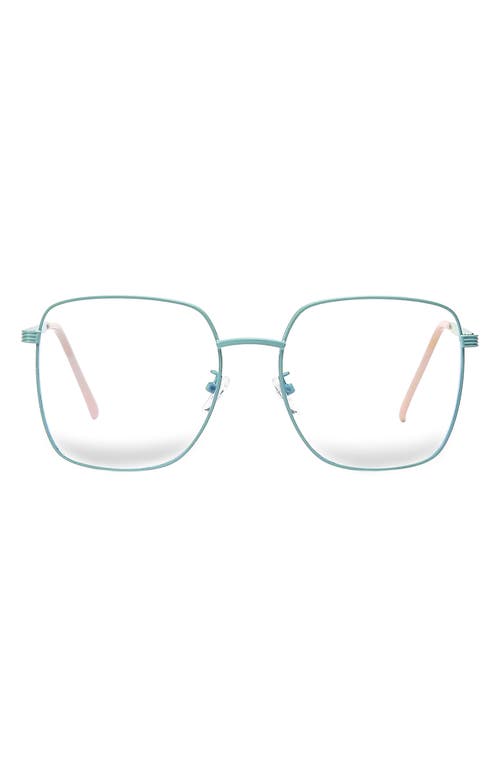 Fifth & Ninth Birdie 58mm Square Blue Light Blocking Glasses in Green/Clear