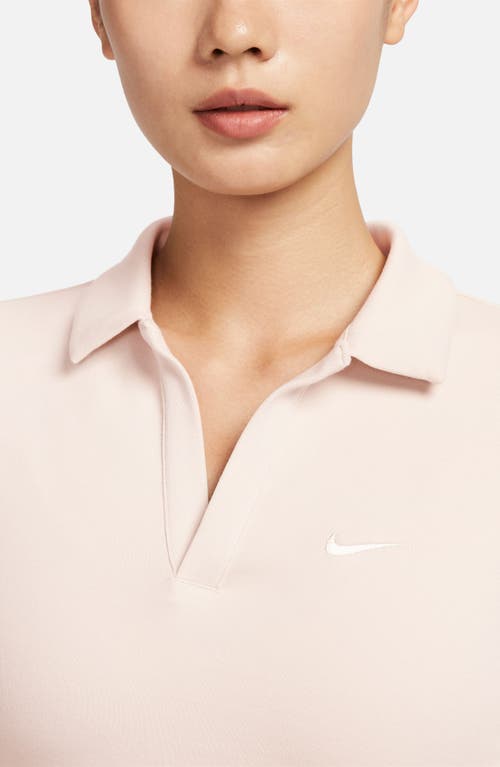 Shop Nike Essentials Stretch Crop Polo In Light Orewood Brown/sail