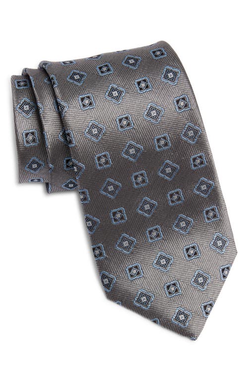 David Donahue Geometric Medallion Silk Tie in Charcoal at Nordstrom