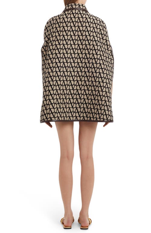 Shop Valentino Garavani Vlogo Jacquard Monogram Toile Cape In Beige/nero