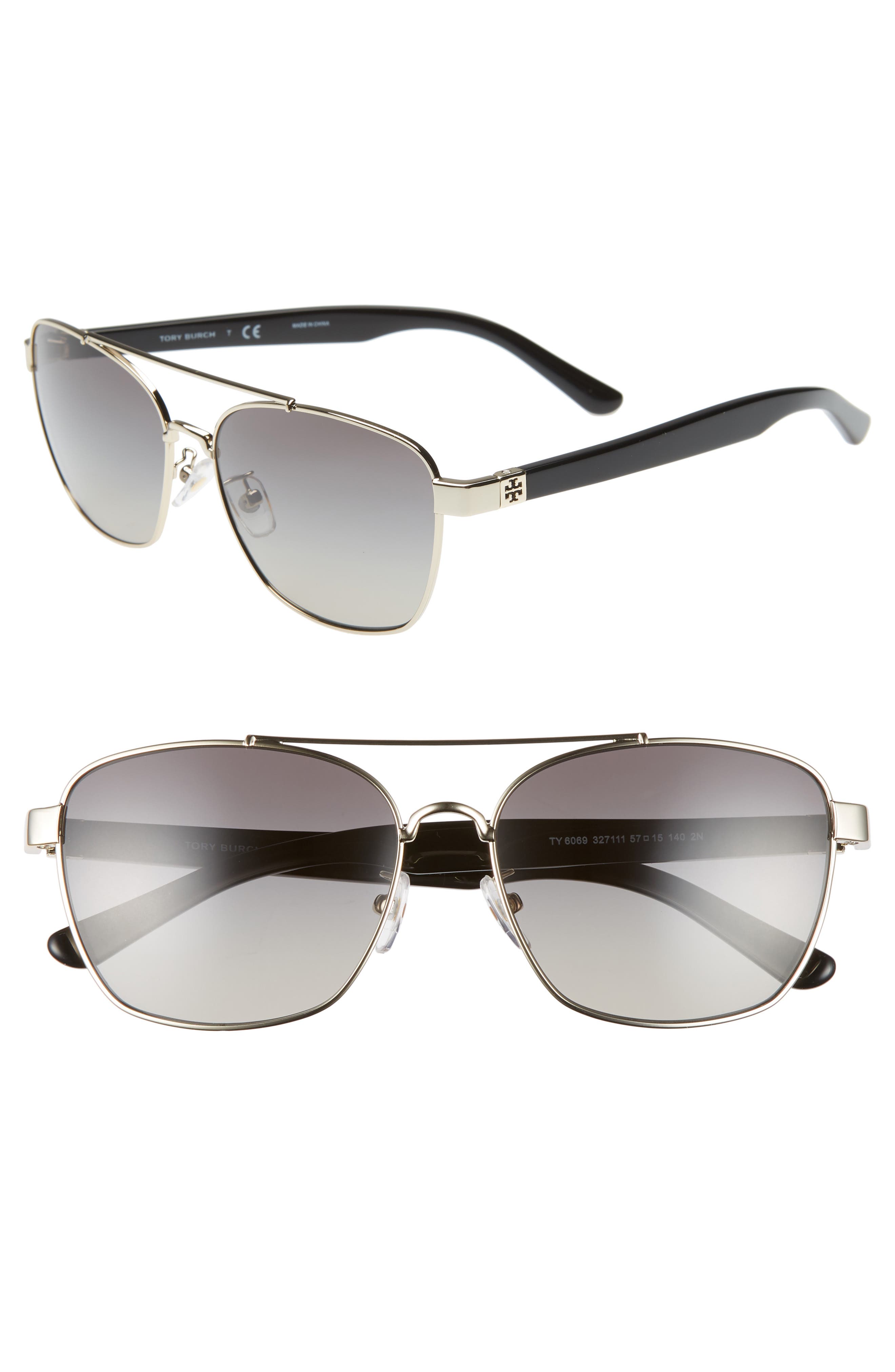 UPC 725125012690 product image for Women's Tory Burch 57Mm Gradient Navigator Sunglasses - Gold/ Black/ Grey Gradie | upcitemdb.com