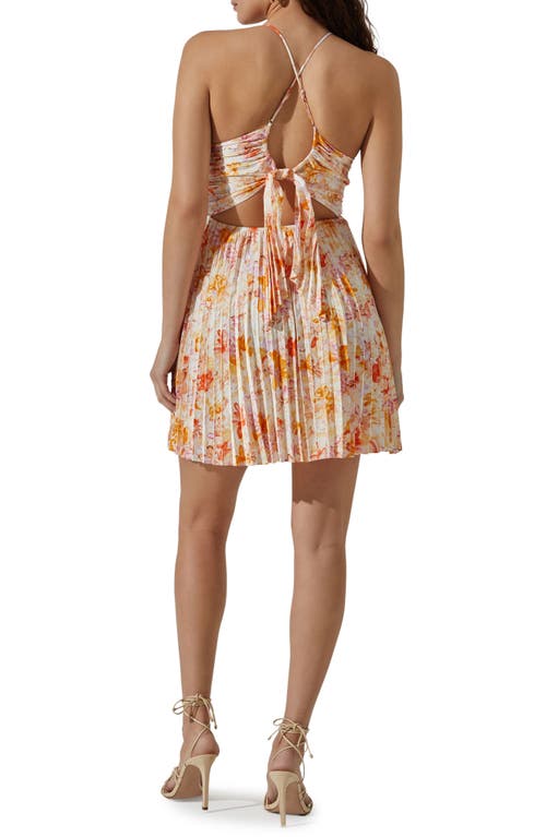 Shop Astr The Label Pleated Tie Back Dress In Cream Orange Floral