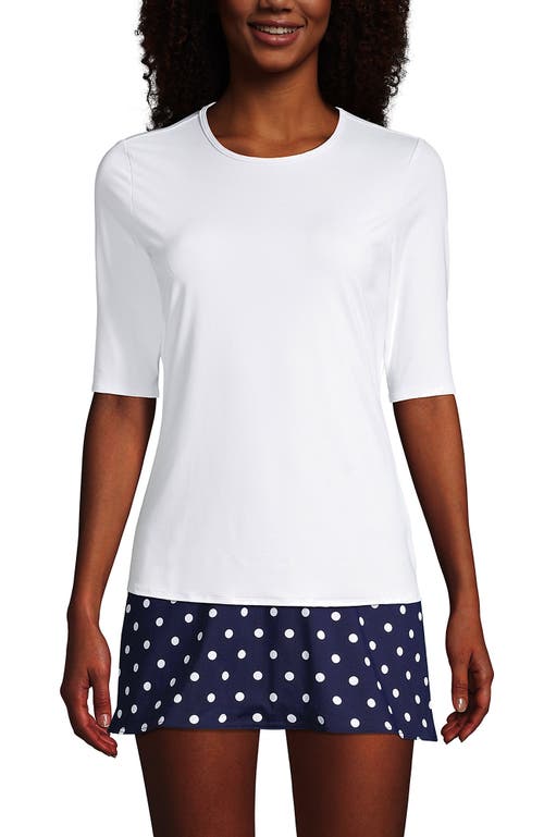 Lands' End Elbow Sleeve Relaxed Upf 50 Rash Guard In White
