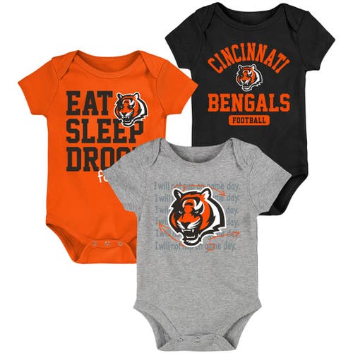 Outerstuff Newborn & Infant Black/Orange Cincinnati Bengals Eat Sleep Drool Football Three-Piece Bodysuit Set