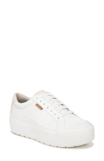 Dr. Scholl's Women's Time Off Go Closed Round Toe Lace Up Platform Sneakers In White