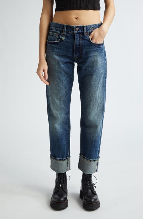 R13 Romeo Cuff Distressed Straight Leg Jeans Caslon Selvedge Blue at Nordstrom,